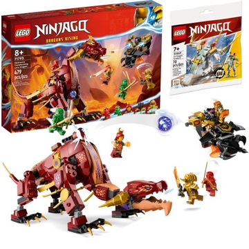 Лего Ніндзяго лавовий дракон, що перетворюється на вогняну хвилю 71793 + 30649