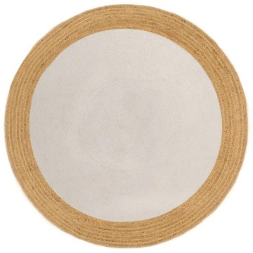 Плетеный ковер из хлопка и джута, 150 см, белый / натуральный