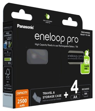 4X PANASONIC ENELOOP PRO R6 / AA 2500 мАч + коробка
