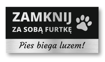 Табличка закрити хвіртку-собака біжить навалом / 20x10 см / срібло стійкістю