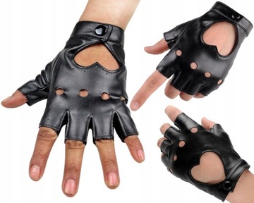 Чорні шкіряні рукавички для поцілунків, жіночі шкіряні рукавички в стилі панк