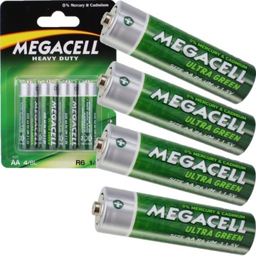 Батарейки АА 4шт MEGACELL HEAVY R6 1.5 V POWER