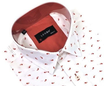 Чоловіча сорочка біла рибка slim fit EN593 друк візерунки r. L