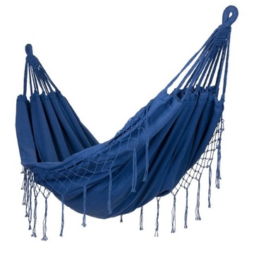 Двухместный садовый гамак-качалка качели шезлонг 200x150 см Boho темно-синий