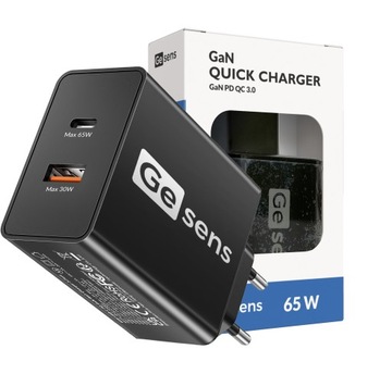 Быстрое зарядное устройство GaN 65W USB-C USB мощный адаптер питания 65W GESENS