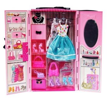 Шкаф гардероб с кукольной одеждой кукла 29 см