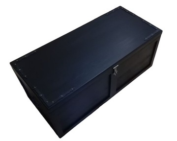 Великий дерев'яний ящик з двома відділеннями, чорний скриня
