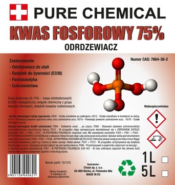 РЖАВЧИНА ДЛЯ ЛИТОГО ЖЕЛЕЗА ФОСФОРНАЯ КИСЛОТА 1Л 75%