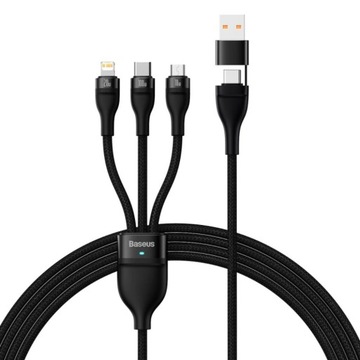 Кабель Baseus 3in1 Flash II USB + USB-C - Lightning + USB-C + microUSB 1,5 м