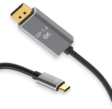 Кабель шнур адаптер USB-C до DisplayPort 1.4 DP 8K 30Hz 4k 2m