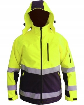 Водонепроникна чоловіча робоча куртка світловідбиваюча попереджувальна м'яка оболонка жовта S