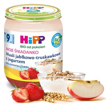HiPP яблучно-полуничні мюслі & йогурт 160г