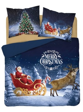 Новогоднее постельное белье Санта-Клаус сани 160x200 олень