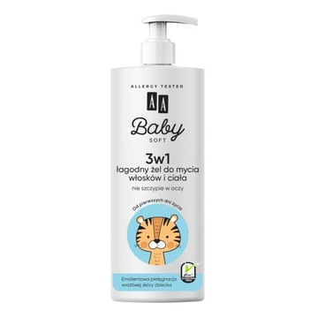 AA Baby Soft 3в1 гель для мытья волос, тела 500мл