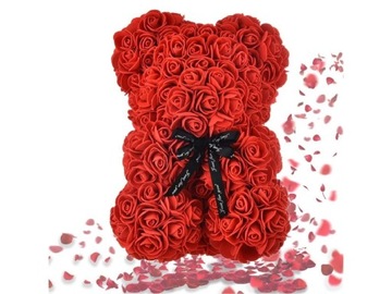 Плюшевый мишка с лепестками роз подарок на День святого Валентина 25 см день бабушки
