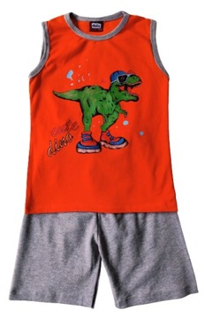 Літній комплект для хлопчиків 116, шорти + футболка топ для хлопчика з динозавром