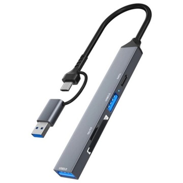 ADS-806d Type-C + USB до USB 3.0 концентратор SD / TF Card Reader