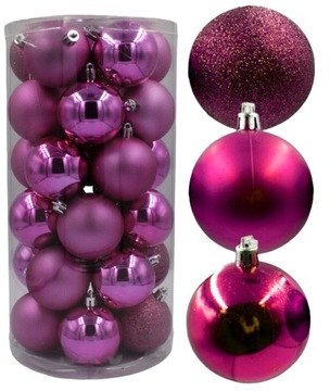 Рождественские шары пластиковые рождественские украшения 6 см 30шт темно-розовый