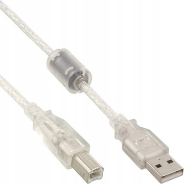 Вбудований кабель USB 2.0 A-B 7m феритовий прозорий