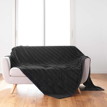 Покрывало для дивана черное одеяло с рисунком 180x220 см