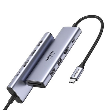 Ugreen концентратор адаптер USB C-2xUSB HDMI 4K 60Hz SD TF USB C PD 100W