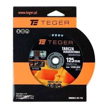 Сегментированный алмазный диск 125x22, 23 мм для бетонной кирпичной шлифовальной машины TEGER