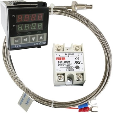 Регулятор температури REX C100 230 + датчик + SSR