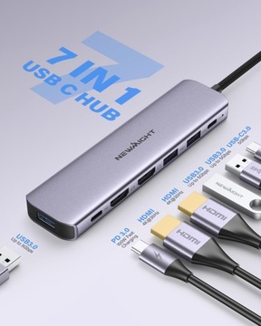 Адаптер USB C на подвійний HD Newmight 7 в 1 USB C 100 Вт концентратор док-станція