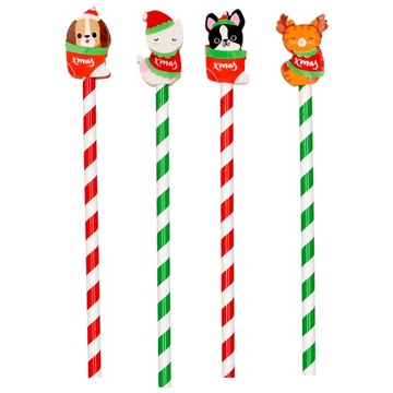 24x олівець з гумкою Різдво кішки і собаки для Санта Клауса візерунки