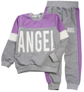 Спортивный костюм комплект для девочек брюки толстовка ангел серый фиолетовый хлопок 10/11 J83F