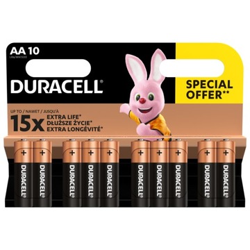10x щелочные батарейки AA Lr6 Duracell