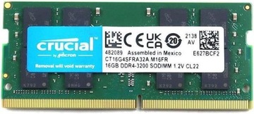 НОВАЯ ОПЕРАТИВНАЯ ПАМЯТЬ CRUCIAL 16GB DDR4 3200MHZ SODIMM
