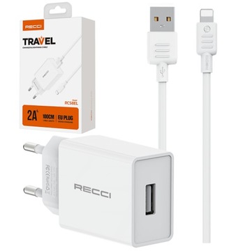 Быстрое зарядное устройство для iPhone + кабель Lightning USB 10W 2A RECCI