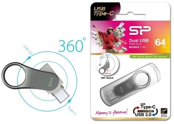 Флеш-накопичувач Silicon Power C80 32GB USB 3.0 / USB - C + Type C Metal