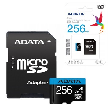 Micro SD карта 256 ГБ SDHC / SDXC з адаптером для SD класу 10 ADATA