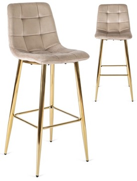 Барний стілець зі спинкою для їдальні, велюровий кремовий екрю ARIEL в стилі лофт