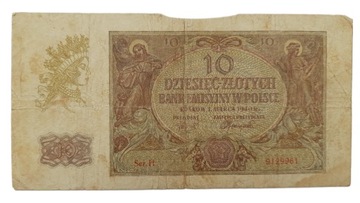 Стара Польська колекційна банкнота 10 зл 1940