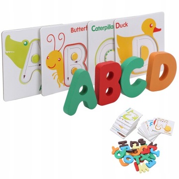 Набор карточек алфавита деревянные буквы картон из