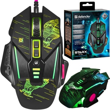 Игровая мышь проводная игровая мышь Defender sTarx LED 3200 точек / дюйм PRO