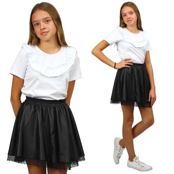 Біла блузка з оборками школа бавовна 134