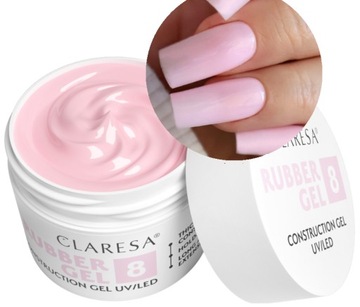 CLARESA RUBBER GEL 8 строительный гель с ТИКСОТРОПИЕЙ молочно-розовый желе 45 г