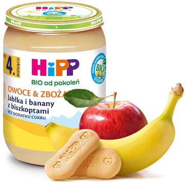 HiPP яблоки и бананы с бисквитом био, 190 г