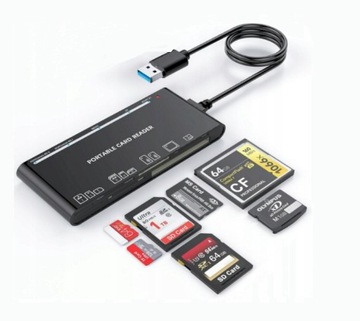 Rocketek USB 3.0 7in1 кард-ридер для SD, SDXC, SDHC, Micro SD, CF, MS, MMC
