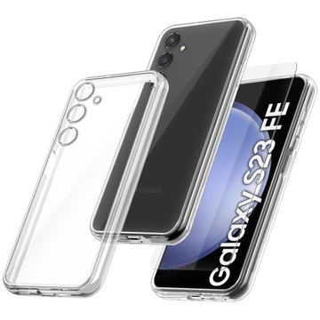 Чехол для Samsung Galaxy S23 FE усиленный 360 ° силиконовый прозрачный + стекло быстрый