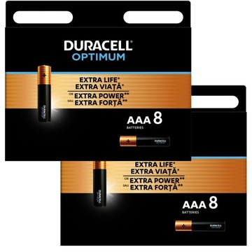 16x лужні батареї Duracell Optimum AAA LR3