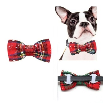 Рождественский галстук-бабочка для собак, надетый на ошейник VOL1