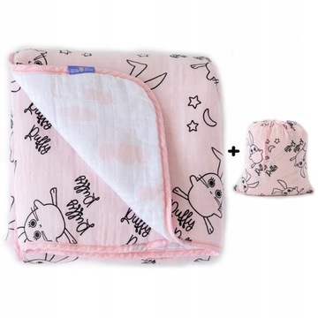 Муслиновое ковдру Milk & Moo 90x100 см рожевий