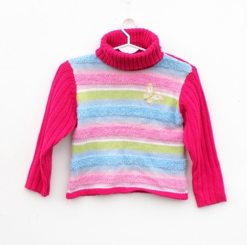 Водолазка свитер для девочек шерсть плюшевые полосы роз. 122-128 см A2559