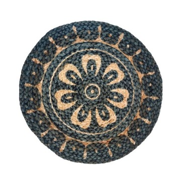 Джутовий килимок, тарілка (чорна мандала)