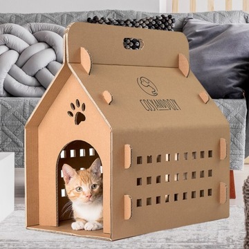 Коробка охолоджувача будиночка кота картону, транспортер для невеликих тварин